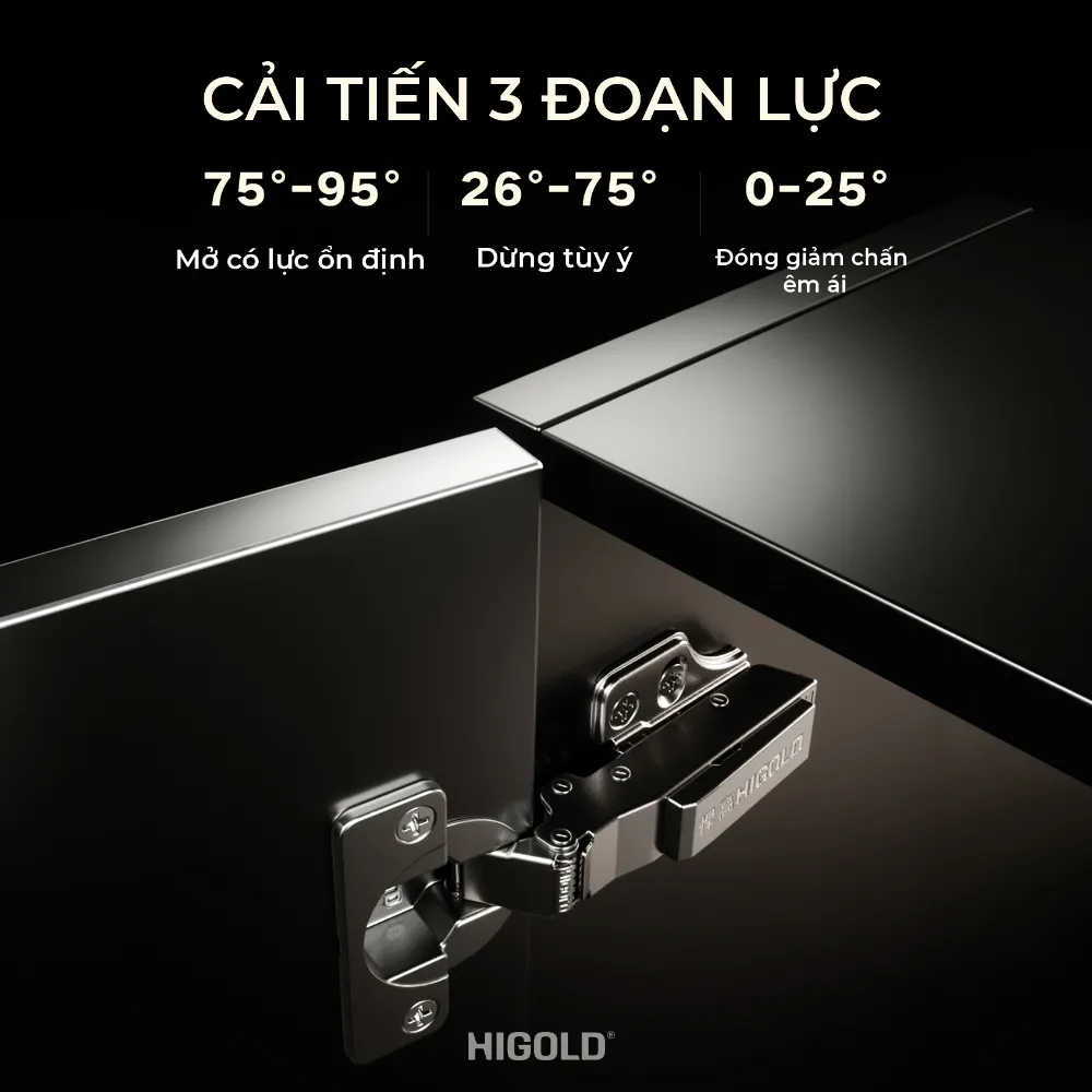 Bản lề thép giảm chấn góc nhỏ 3 đoạn lực Higold Series G2.0 - ảnh 3