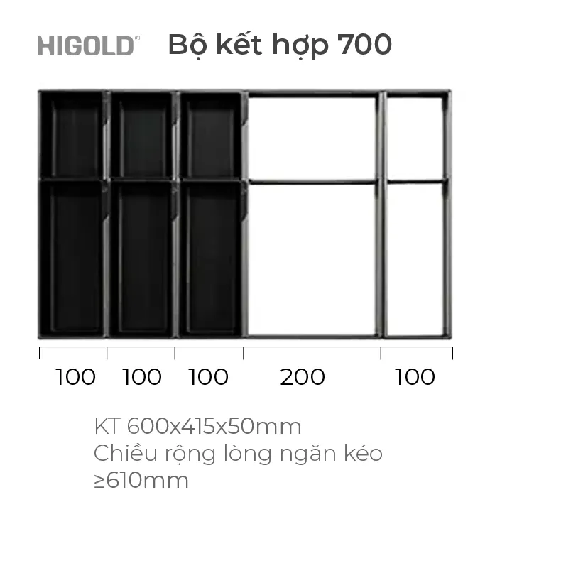 Hệ khay chia ngăn kéo nhôm hàng không Higold JR - ảnh 4