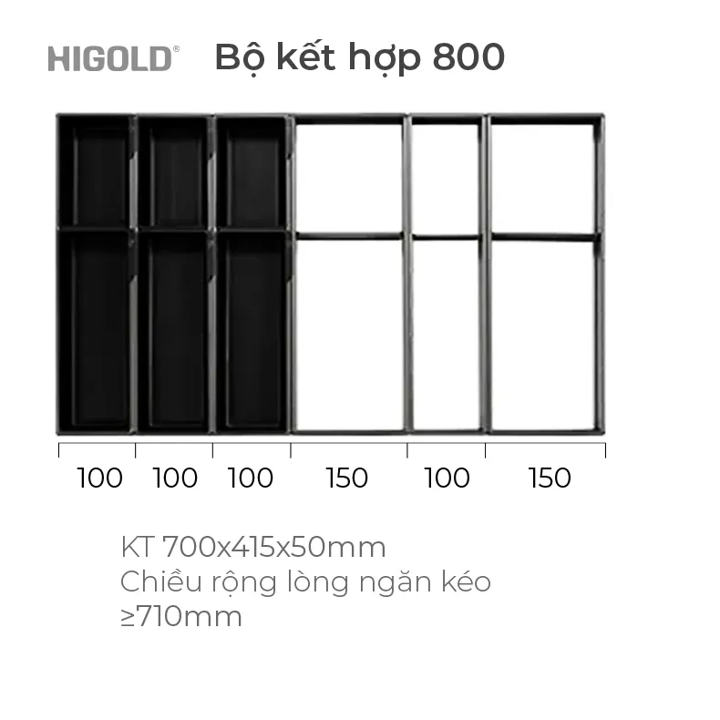 Hệ khay chia ngăn kéo nhôm hàng không Higold JR - ảnh 3