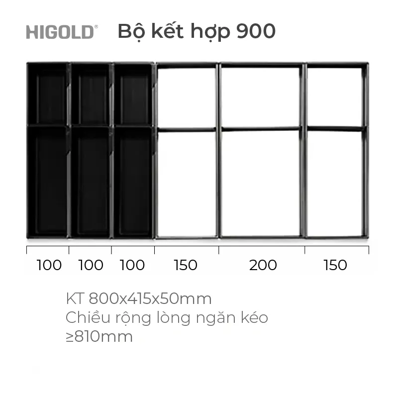 Hệ khay chia ngăn kéo nhôm hàng không Higold JR - ảnh 2
