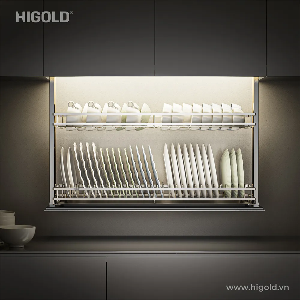 Giá bát đĩa nâng hạ điện Higold inox 304 - ảnh 2