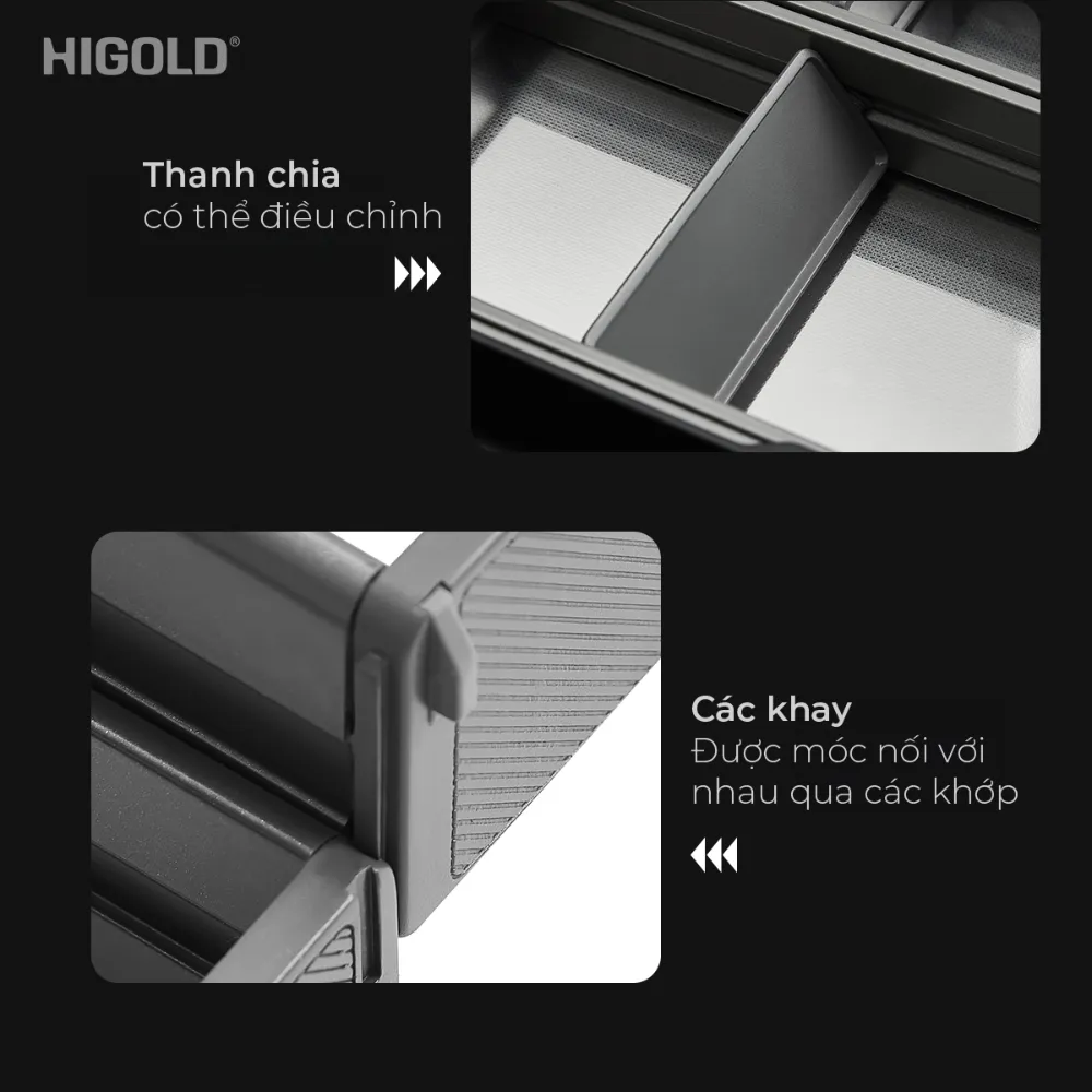 Hệ khay chia ngăn kéo nhôm hàng không Higold JR - ảnh 6