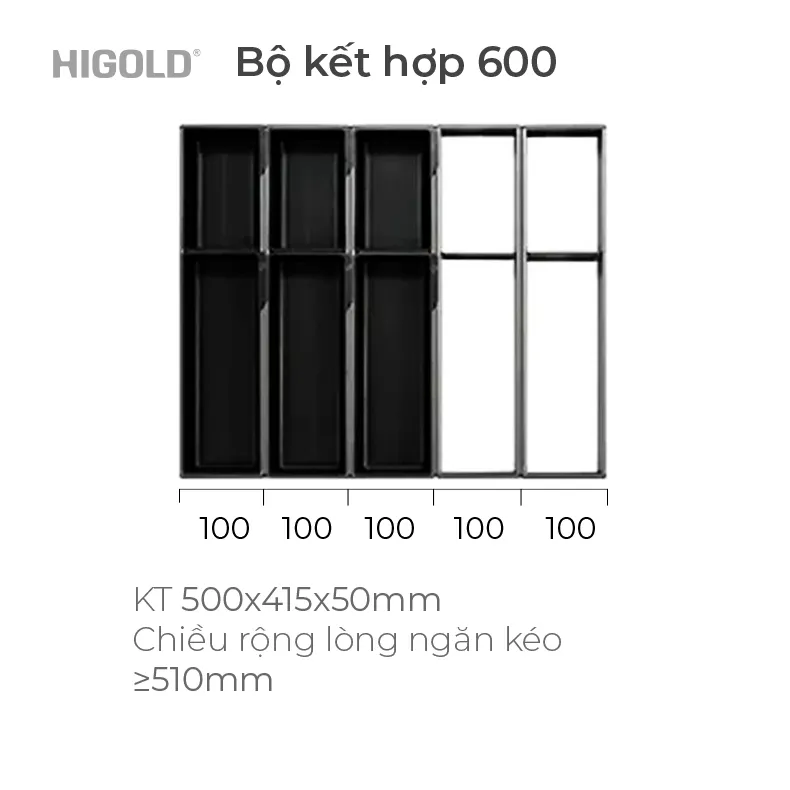 Hệ khay chia ngăn kéo nhôm hàng không Higold JR - ảnh 5