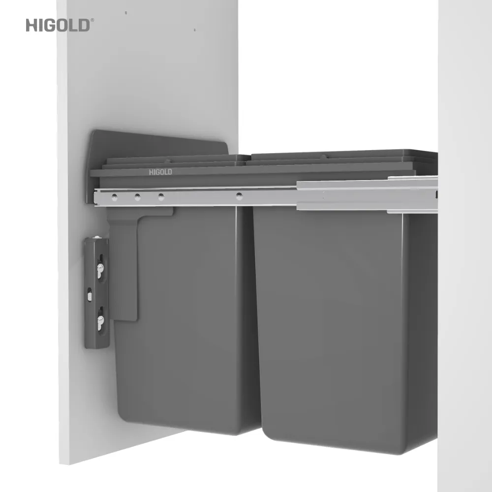 Thùng rác đôi âm tủ màu xám Higold - ảnh 5