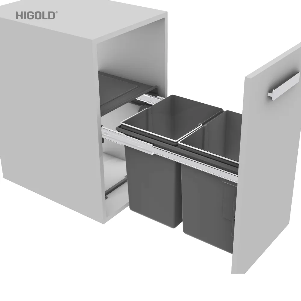 Thùng rác đôi âm tủ màu xám Higold - ảnh 2