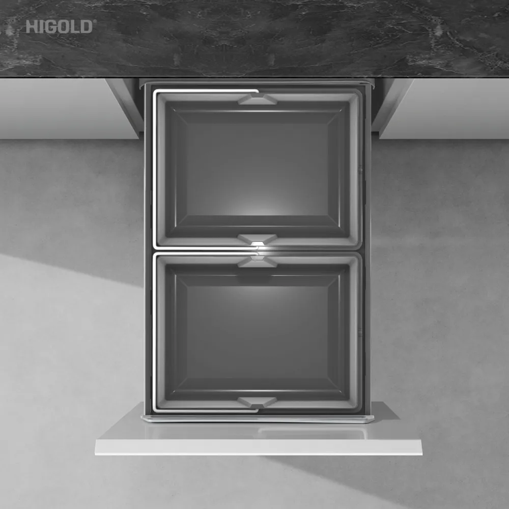 Thùng rác đôi âm tủ màu xám Higold - ảnh 4