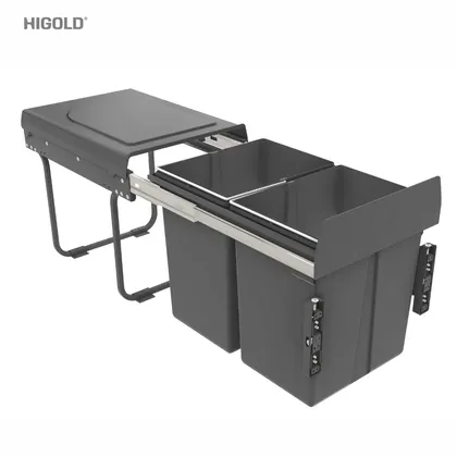 Thùng rác đôi âm tủ màu xám Higold